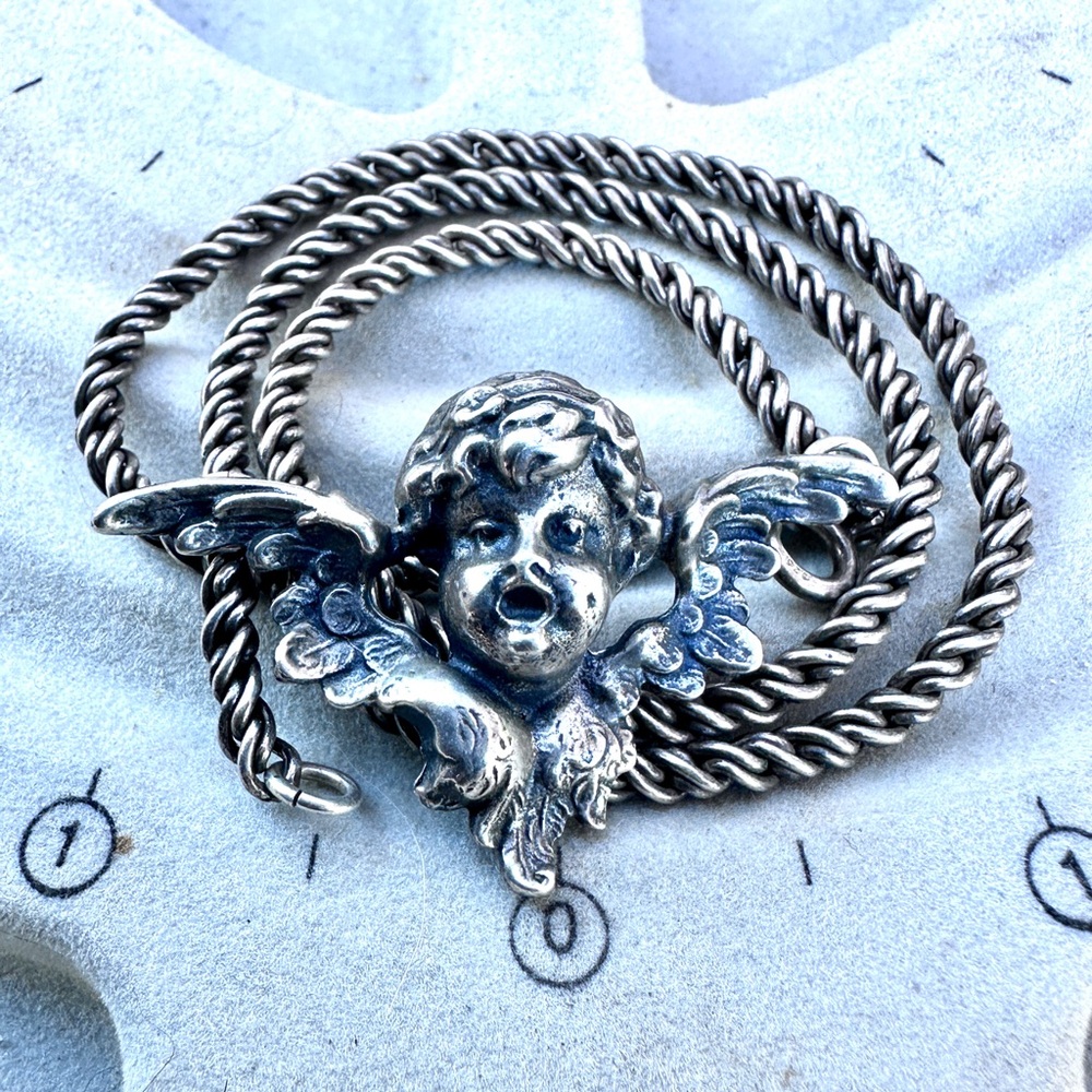 GUGLIELMO CINI STERLING SILVER ANGEL NECKLACE